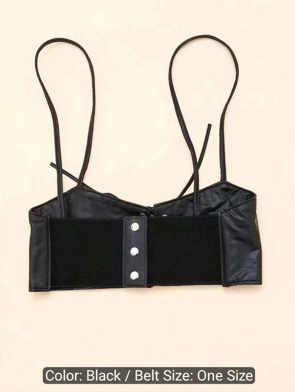 Black Lace Up Corset Style Faux Leather Belt Waist Cincher One Size